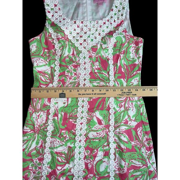 Lilly Pulitzer MacFarlane Hotty Pink Forgot My Trunk Lace Detail Shift Dress 2 - Picture 9 of 12